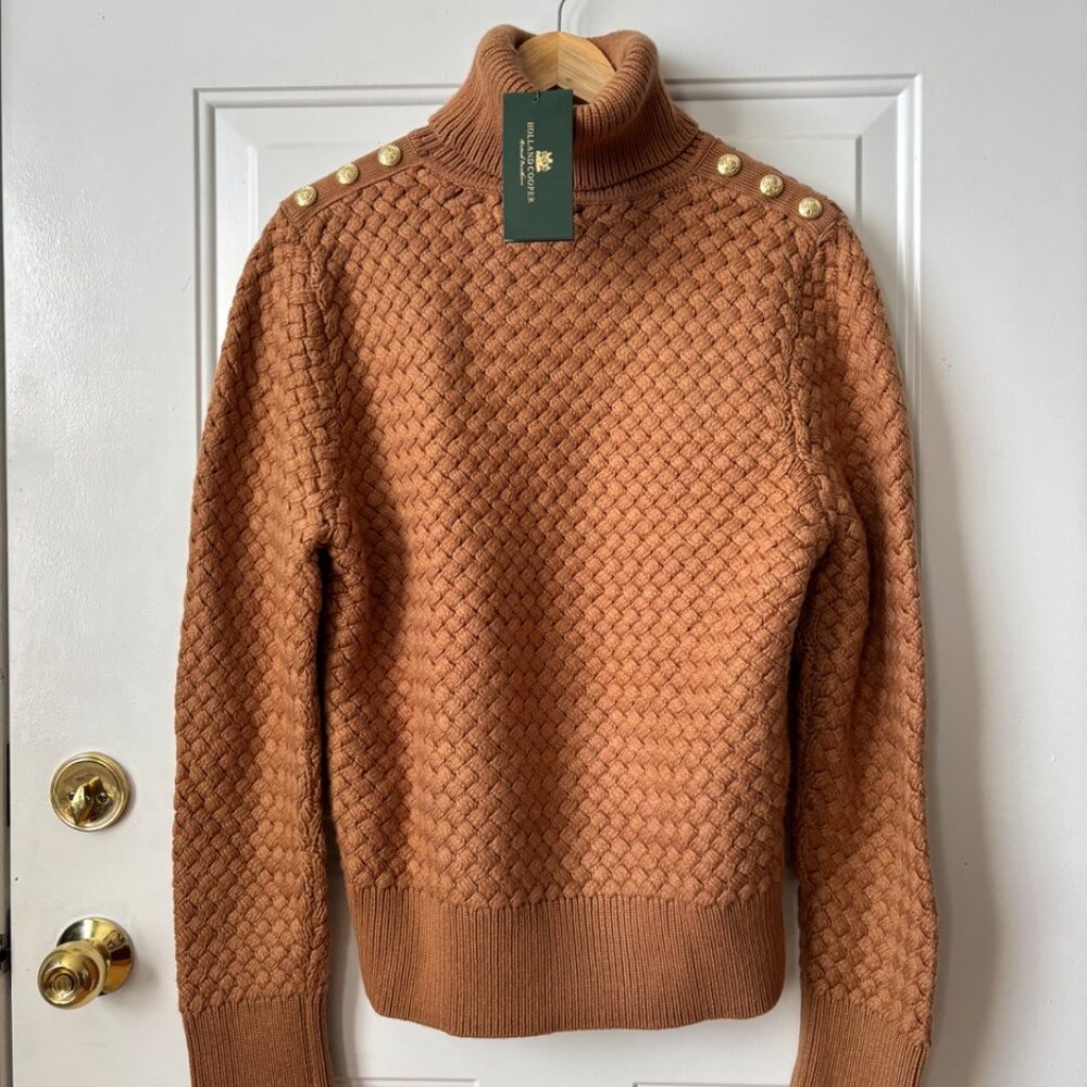 Holland Cooper Basket Weave Jumper - Carmel - Picture 4 of 8